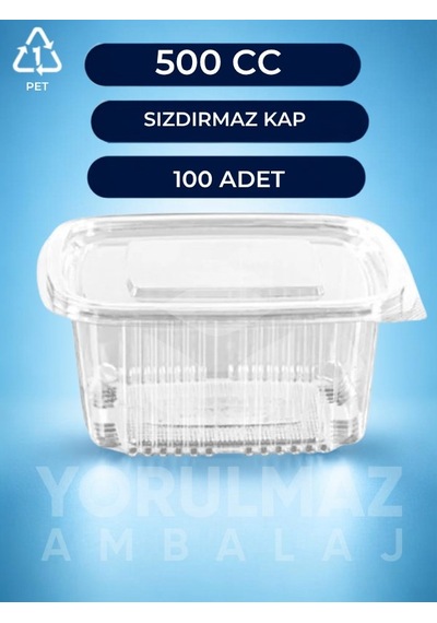 500 Gr Kapaklı Sızdırmaz Kullan-at Plastik Kase Paket Servis & Buzdolabı İçin 100 ' Lü