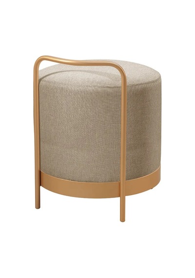 Ella Ola Puf, Metal Halkalı Puf, Makyaj Oturağı ,puf Bench Montajsız Oturak Gold Metal Ayaklı Cappuccino