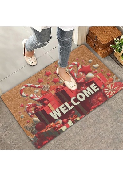 Valerine Life Yılbaşı Şemsiye Şekeri Ve Hediyeler Welcome Kapı Önü Paspası 45x70cm