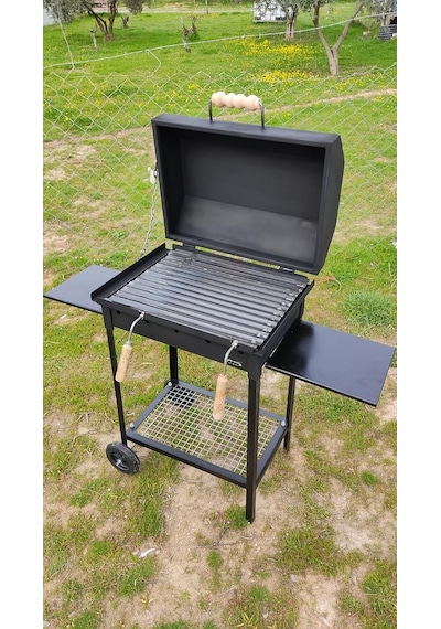 40x50x75 Barbekü Mangal Oluklu Izgara Kapaklı Varil Mangal Barbekü