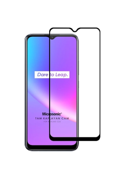 Microsonic Realme C25s Tam Kaplayan Temperli Cam Ekran Koruyucu Siyah