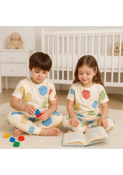 Isobel Kids Lego Desenli Pijama Takım Bej