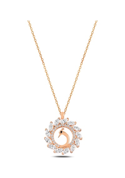 Çekirdekjewelry Kadın Rose Gold Kolye Tavus Kuşu Figürlü Taşlı Şık Kolye Modeli 925 Ayar Gümüş Pembe Çekirdekjewelry Kadın Rose Gold Kolye Tavus Kuşu Figürlü Taşlı Şık Kolye Modeli 925 Ayar Gümüş Pembe