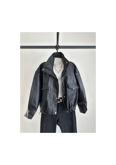 Mypagebutik Spx Siyah Deri Ceket Siyah Siyah