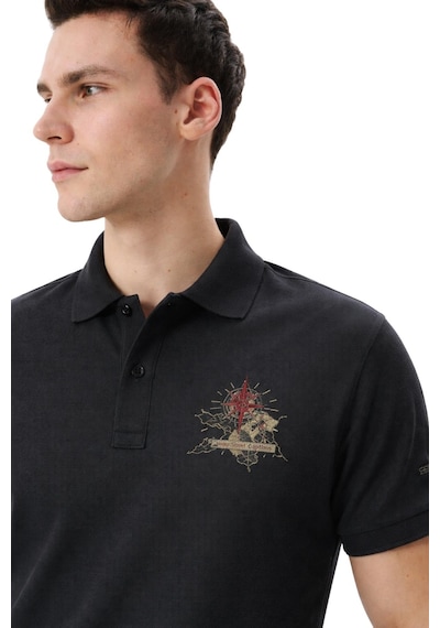 Arma Ar-ma Erkek Polo Yaka Tişört Resim Baskili Örme Kumaş Regular Fit %100 Pamuk 30/1 Çift Toplama Penye Pike Y31374358902 Siyah-s1