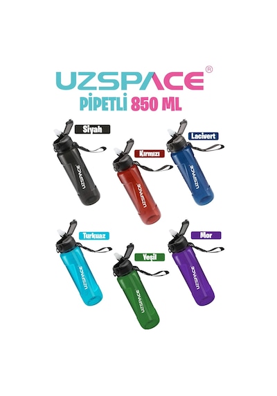 Uzspace Fiftyfifty Pipetli 850ml Tritan Su Matarası 001