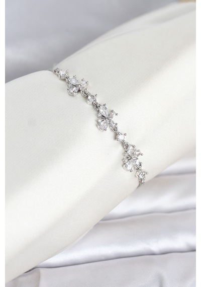 Gümüş Renk Pirinç Kelebek Model Asansörlü Model Kadın Bileklik Diğer