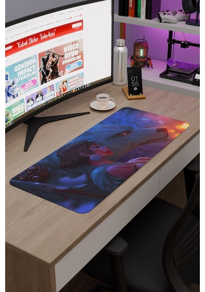 Mononoke Hime Anime V5 - 70x30 Xl Gaming Kauçuk Kaymaz Taban Mouse Pad Fare Altlığı
