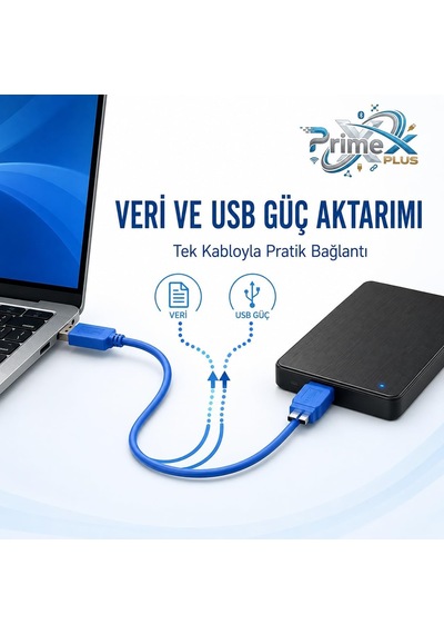 Primex Px-4120 Usb 3.0 30 Cm Taşınabilir Harddisk Kablosu, Usb-a To Micro-b Harici Disk Data Ve Güç Kablosu, Wd Seagate Toshiba Samsung Adata Intenso Uyumlu Kısa Usb 3.0 Hdd Ssd Bağlantı Kablosu