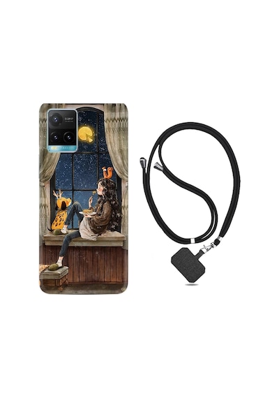 Vivo Y32 Kılıf Boyun Askılı Ananas Camera Glass 1358