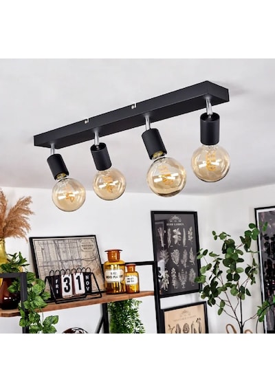 Riolight Modern1 Siyah1 4xe27 Mafsallı Hareketli Başlık Glop Ampul Hariç Metal Spot Avize Siyah