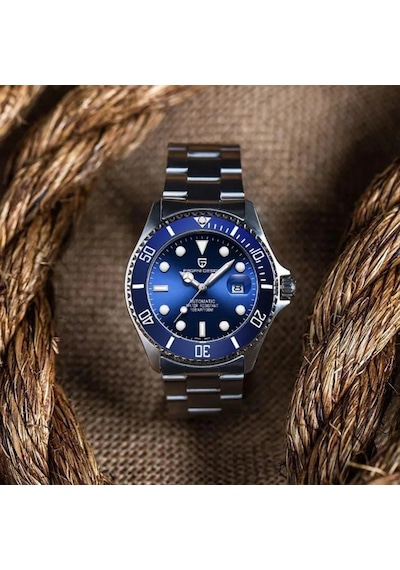 Pagani Design Pd-1639-5 Submariner Otomatik Erkek Kol Saati - Blue And Blue Gümüş