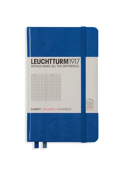 Leuchtturm1917 Not Defteri Cep Boy A6 , Sert Kapak, 187 Numaralandırılmış Sayfa, Kareli, Kraliyet Mavi
