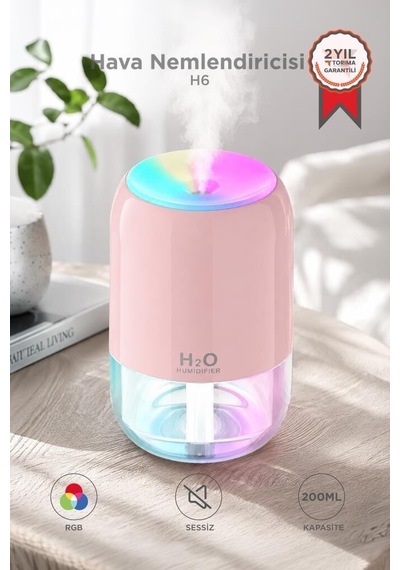 Koku Yayıcı Esanslı Cihaz Ferahlatıcı Hava Nemlendirici Buhar Makinesi H6 Pembe 200ml