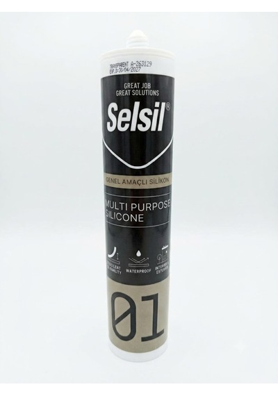 Selsil Genel Amaçlı Şeffaf Silikon Multi Purpose Su Geçirmez Mastik 310 Ml