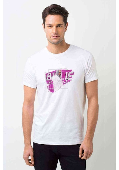 Billi E Eilish Logosu Blosh Baskılı Beyaz Erkek Tshirt