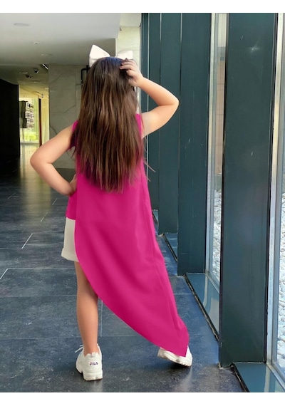 Modavals Kız Çocuk Fuşya Hürrem Kumaş Asimetrik Tunik Alt Üst Takım 847126935 Fuşya
