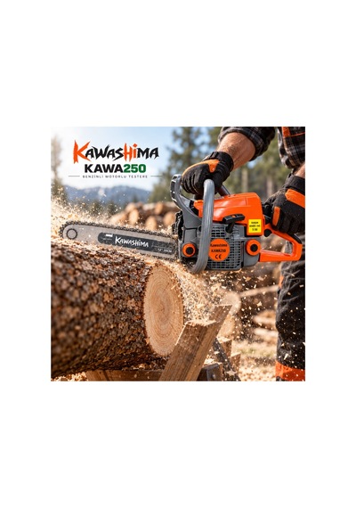 Algaride Kawashima Kawa250 Benzinli Motorlu Testere 45.4cc 45 Cm Kılavuz 3/25 Zincir Güçlü Ve Dayanıklı Kesim Motoru