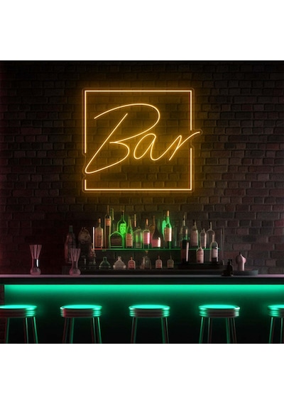 Bar Yazılı Neon Tabela Sarı