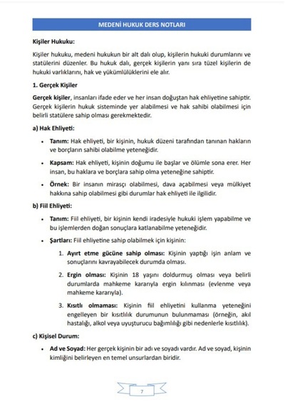 Medeni Hukuk Ders Notları
