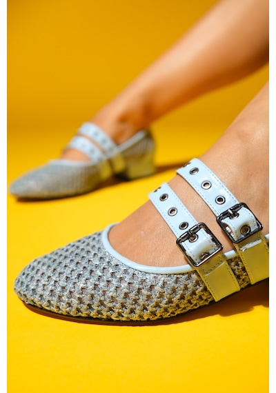 Luvishoes Luvi Shoes Lapıs Bebe Mavi Hasır Kadın Kısa Topuklu Ayakkabı Bebek Mavisi