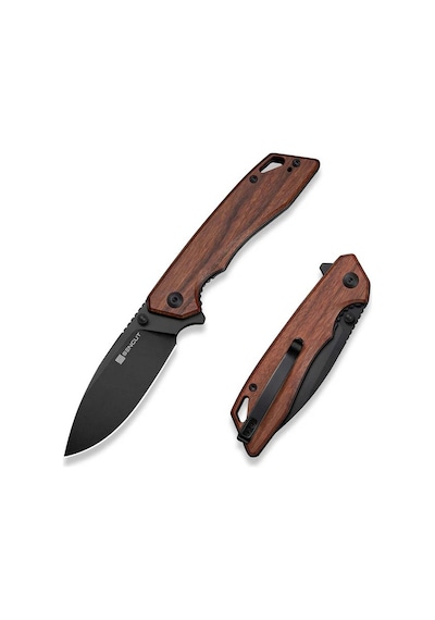 Sencut Stratex Guibourtia Wood Handle Black 9cr18mov Blade Kamp Çakı Kahverengi