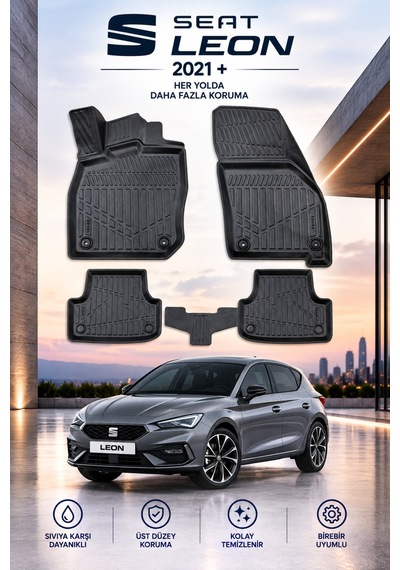 Seat Leon 2021+ Otomatik Aracınıza Özel Üretim Havuzlu Paspas Takımı A+ -mod-