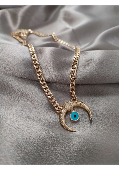 Nazar Detaylı Hilal Model Zincir Kolye Gold - 587013108 Gold