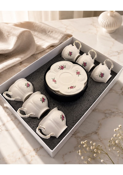 6 Kişilik Porselen Rosalie Kahve Fincanı 90 Ml-7506 Çok Renkli