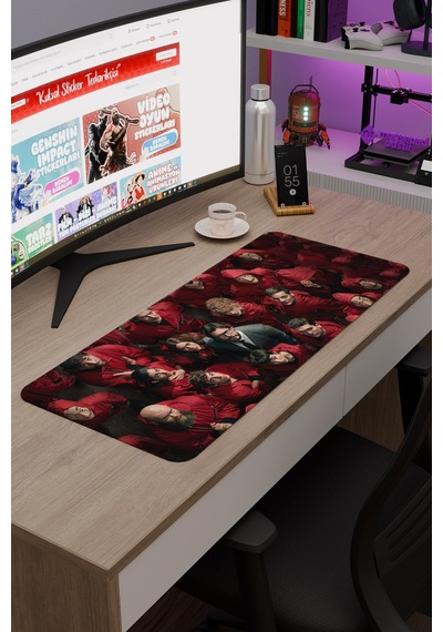 La Casa De Papel V1 70x30 Xl Gaming Kauçuk Kaymaz Taban Mouse Pad Fare Altlığı