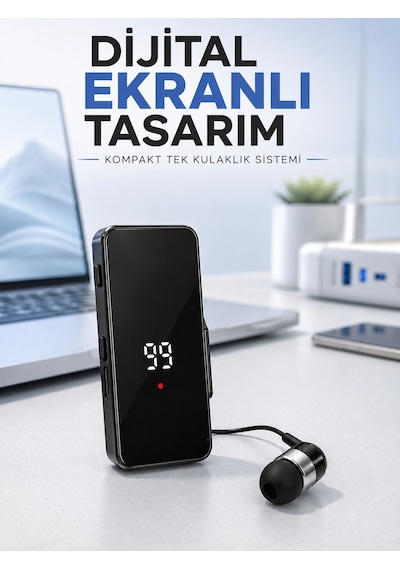 Tek Kulaklıklı Bluetooth Kulaklık Klipsli Mini Taşınabilir Müzik Ve Görüşme Cihazı