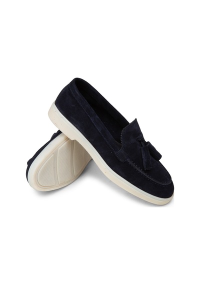 Deery Kadın Hakiki Süet Lacivert Püsküllü Loafer - 02040zlcvc01
