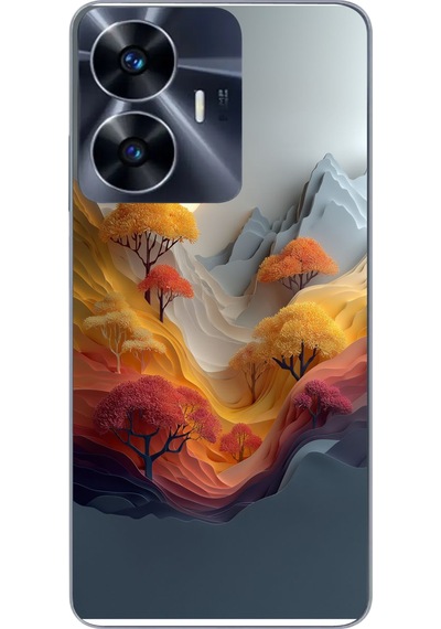 Realme C55 Uyumlu Renk Dalgalı Manzara Baskılı Silikon Kılıf Renkli