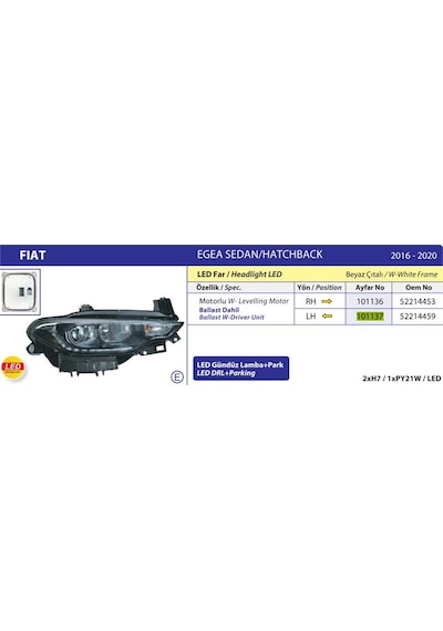 Fiat Far Sol - Motorlu Beyaz Çitalı Ledli - Ayfr 101137
