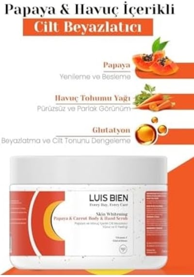 El Ve Vücut Peelingi Papaya Ve Havuç Içerikli 50ml Cilt Beyazlatma