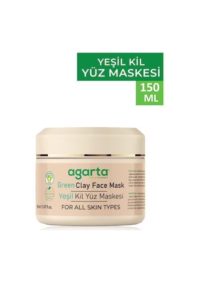Agarta Doğal Yeşil Kil Yüz Maskesi 150ml 2 Li Set