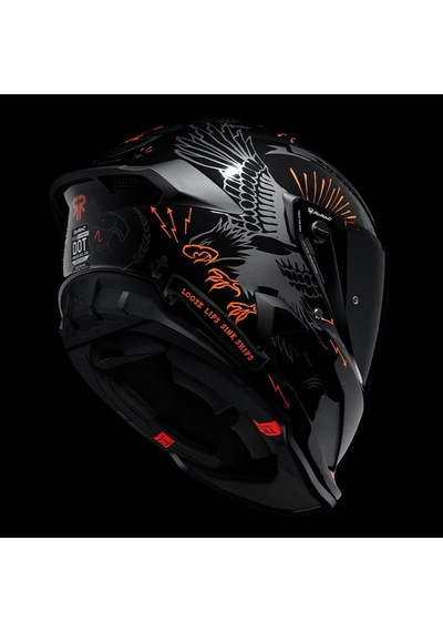 Ruroc At4.0 Carbon Blackbird Kapalı Kask Siyah - Kırmızı