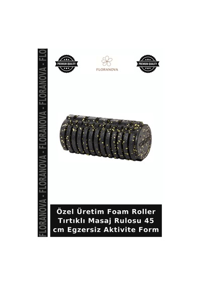 Özel Üretim Foam Roller Tırtıklı Masaj Rulosu 45 Cm Egzersiz Aktivite Form Siyah - Sarı