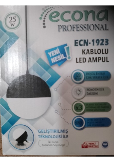 1,5 Metre Kablolu, Arapuatalı, Fişli, 25 Watt Beyaz Işık Led Ampul, Kendin Yap Avize,lambader Ampulü