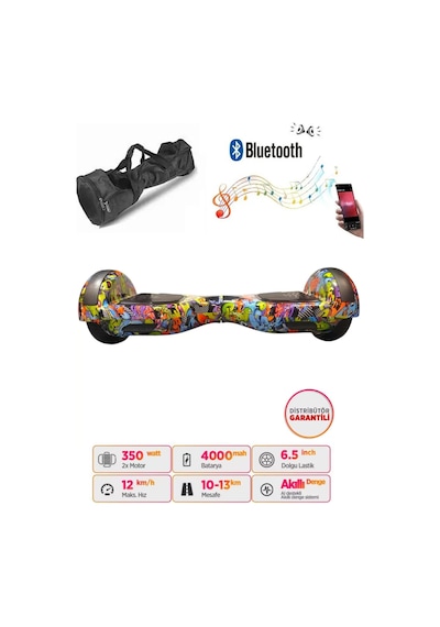 Citymate Hoverboard 6.5 inch Elektrikli Kaykay Scooter Bluetooth Hoparlörlü Çanta Hediye D22