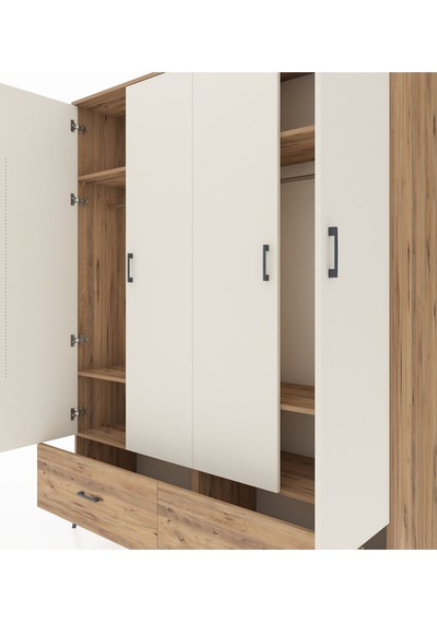 Hyperion Gardrop 6 Raflı 2 Çekmeceli 2 Askılı 176x44x221 Çam-aytaşı/çam Aytaşı/çam