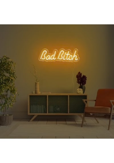Bad Bitch Yazılı Neon Tabela Sarı