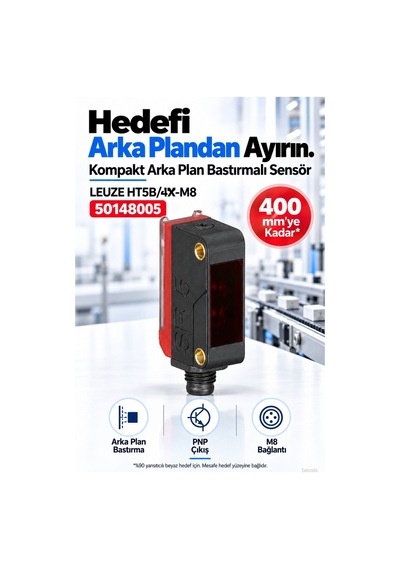 Leuze Ht5b/4x-m8 Arka Plan Bastırmalı Fotosel 50148005