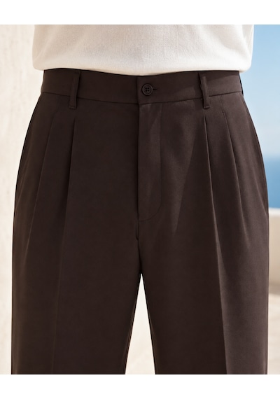 Danger Erkek Baggy Fit Pileli Kumaş Pantolon Kahverengi 0172dngr