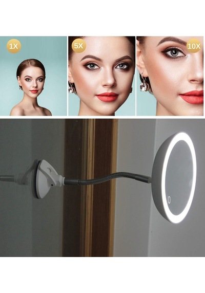 Land Of Myth - Şerit Led Işıklı Banyo Makyaj-tıraş Aynası, 10x Hd Beyaz