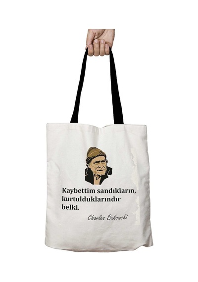 Art Hediye Siyah Kulplu Charles Bukowski Kaybettim Sandıkların Yıkanabilir Okul Omuz Çanta Çok Renkli