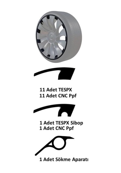 Ayaltes Tespx Tesla Uberturbine 21'' Kırmızı Jant Koruyucu 1 Jant