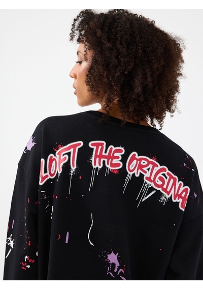 LOFT Relax Fit Kadın Sweatshirt Siyah
