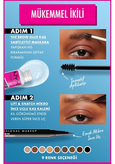 NYX Professional Makeup The Brow Glue Instant Brow Styler Şeffaf Kaş Sabitleyici Maskara