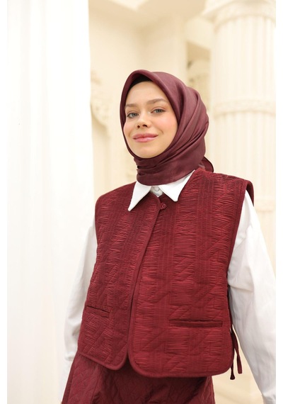 Silk Home Desenli Shiny Eşarp - 8647 - Yeni Bordo Yeni Bordo